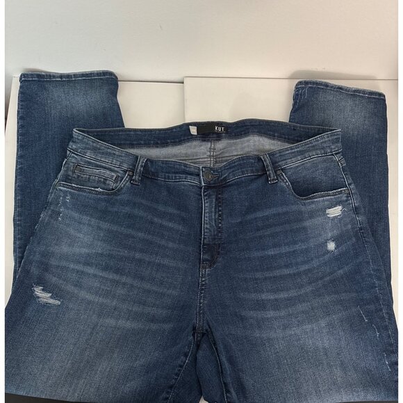 Kut from the Kloth Jeans Plus 20W Boyfriend Distressed Blue Denim Stretch Casual - Picture 2 of 15